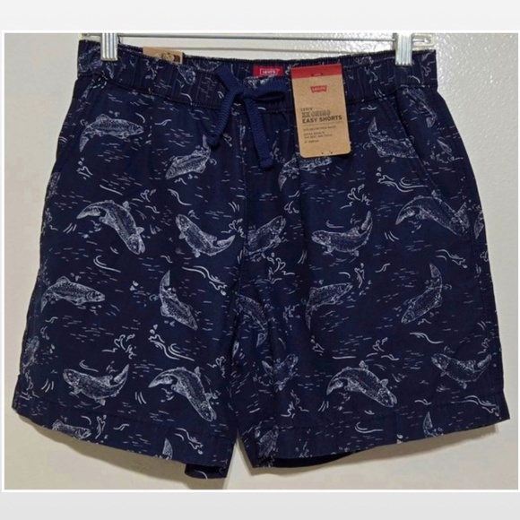 Levi's Other - New Levis Board Swim Shorts Mens Small Blue White Fish Printed